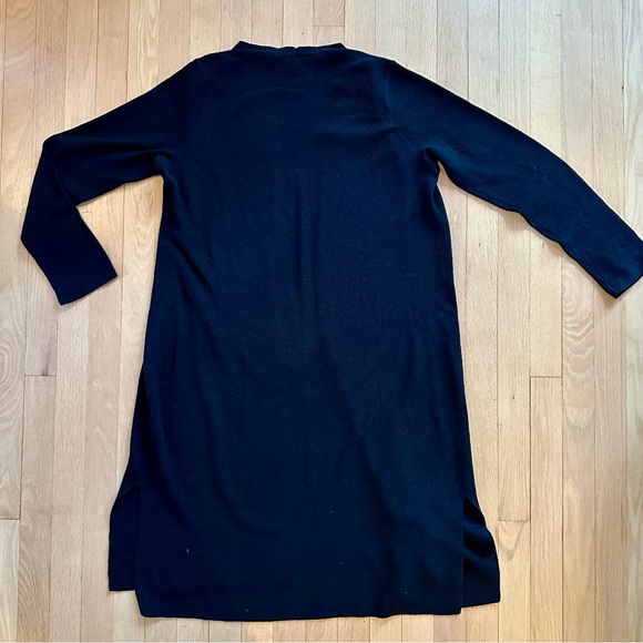 Eileen Fisher - Linen Ribbed Long Cardigan, Black - Picture 4 of 11